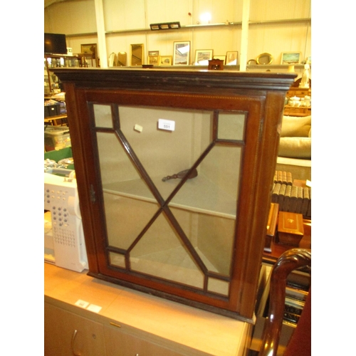 551 - Small Inlaid Mahogany Wall Hangining Corner Cabinet