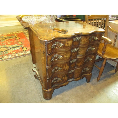 554 - 19th Century Dutch Walnut and Foliate Inlaid Chest of 4 Drawers, 76cm