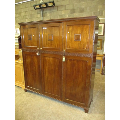 555 - 1920's Mahogany 3 Door Wardrobe, 183cm