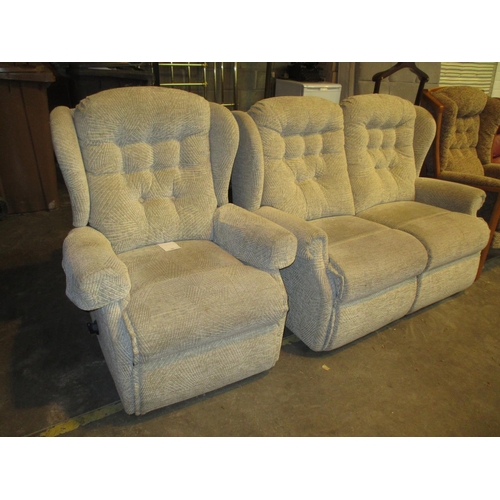 565 - Modern 2 Seat Settee and Manual Reclining Easy Chair