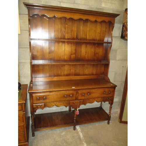 600 - Shapes Furniture 18th Century Style Oak Shelved Back Dresser, 141cm