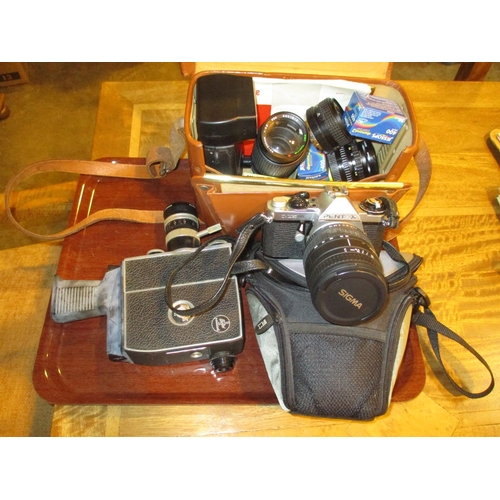 386B - Pentax ME Super Camera, Various Lenses and a Bolex Paillard Cine Camera