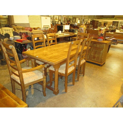 603 - Flagstone Inlaid Dining Room Suite Comprising Sideboard, Dining Table with 2 Leaves, 6 Chairs and Wa... 