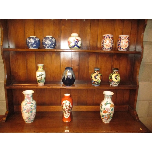 96A - Collection of 11 Oriental Vases and 3 Ginger Jars