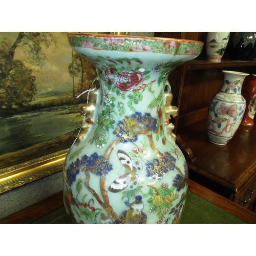 97 - Chinese Porcelain Vase Decorated in Colours and Gilt with Figures, Butterflies and Foliage, 42cm