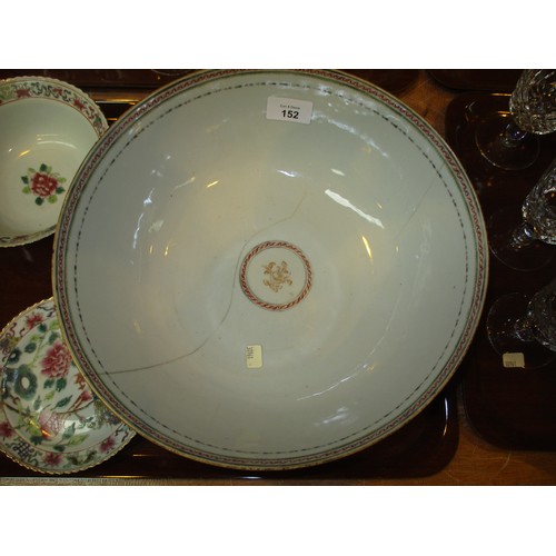 152 - Chinese Export Porcelain Bowl, Small Bowl and Saucer