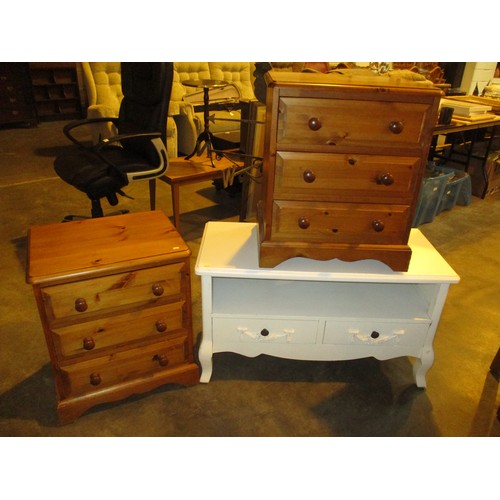 508A - Pair of Pine Bedside Chests and a Painted TV Unit