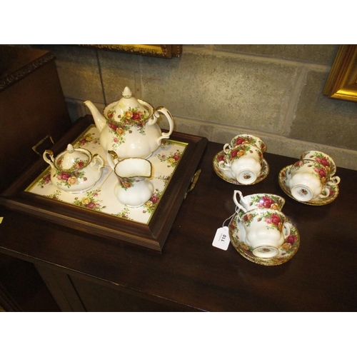 110 - Royal Albert Old Country Roses 15 Piece Tea Set with Tray
