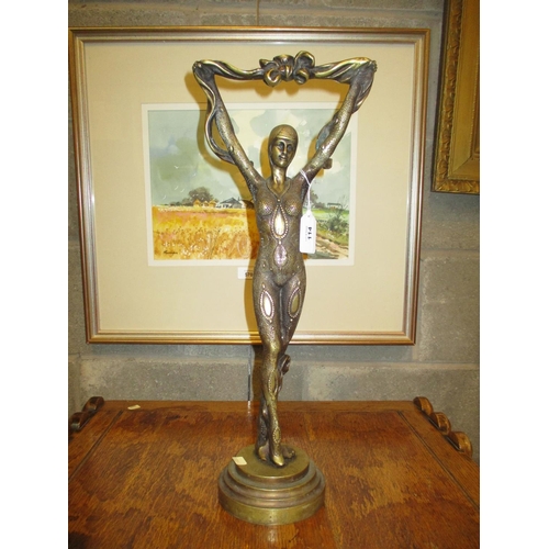 114 - Art Deco Style Brass Figure, 48cm