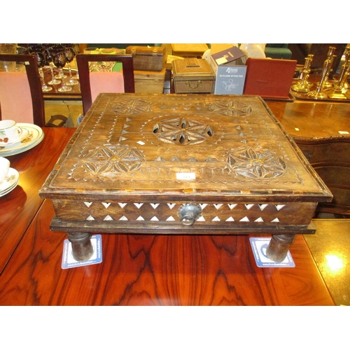 149 - Small Eastern Carved Wood Coffee Table, 57x52cm