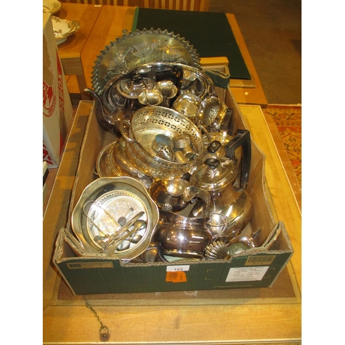 153 - Box of Silver Plated Items and a James McIntosh Patrick Print