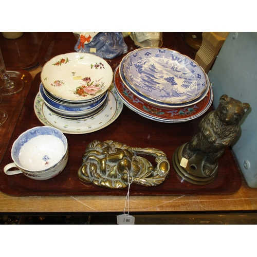 181 - Brass Door Knocker and Bear Figure, along with a Selection of Ceramics