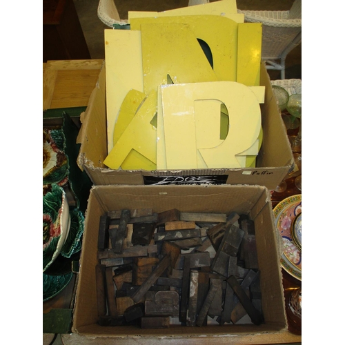 190 - Two Boxes with Printing Blocks and Metal Letters