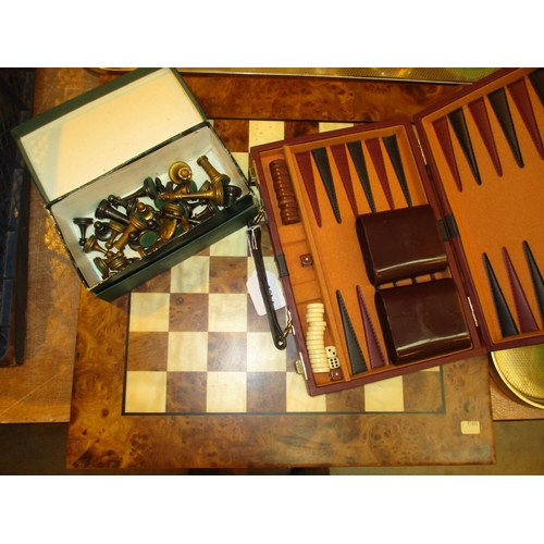 199 - Metal Figure Chess Set and a Cased Backgammon Set