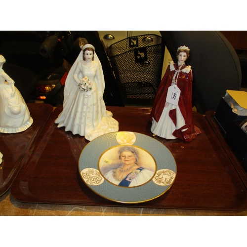 209 - Two Royal Worcester Figures Her Majesty Queen Elizabeth II and In Celebration of The Queens 80th Bir... 