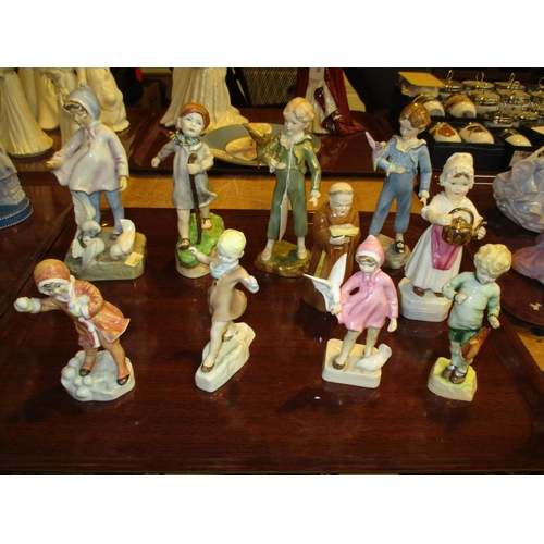 210 - Nine Royal Worcester Figures and Monk Candle Snuffer