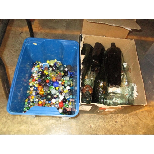 218 - Box of Marbles and 2 Boxes of Bottles