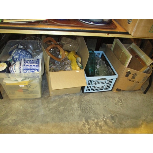 223 - Four Boxes of Decorative Ceramics, Glass, Wooden Items and Picture