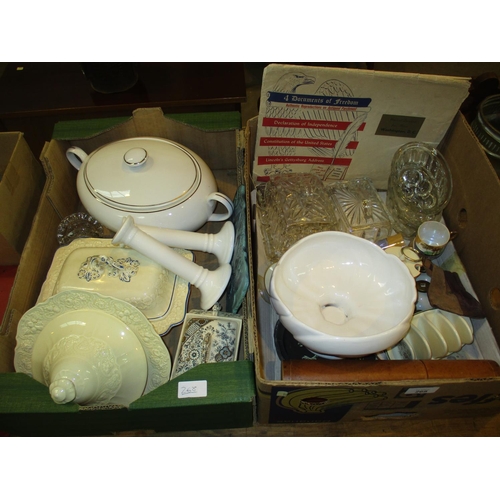 268 - Two Boxes of Tureens, Glasswares, Reproduction Declaration of Independence etc