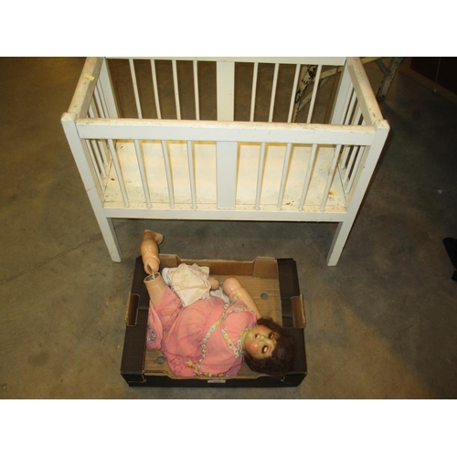 270 - Vintage Doll and Cot