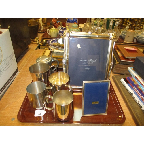 28 - Two Photograph Frames and 5 Tankards