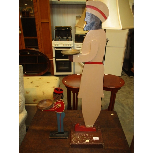 297 - Two Painted Wood Servant Figures, 41 and 90cm