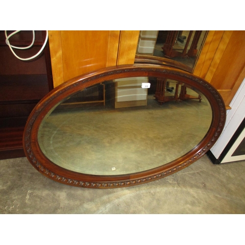 315 - 1920's Oval Mahogany Wall Mirror, 71x106cm