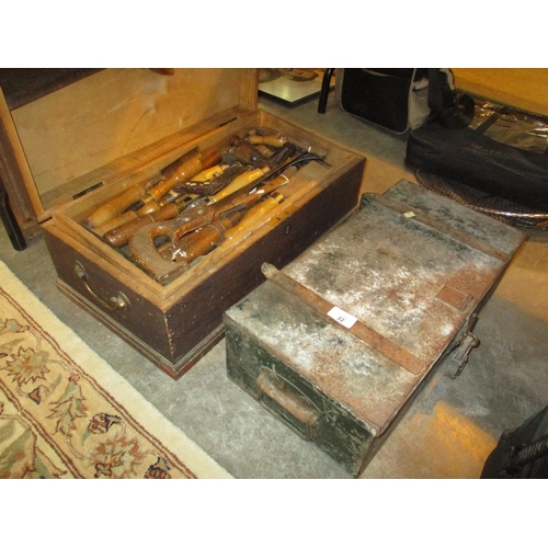 32 - Vintage Tool Box with Joiners Tools and a Metal Toolbox