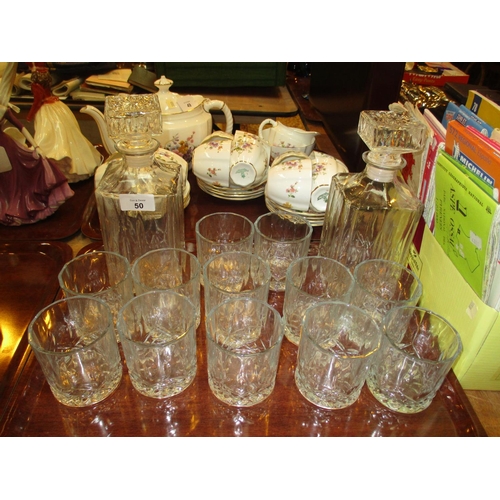 50 - Two Whisky Decanters and 12 Tumblers