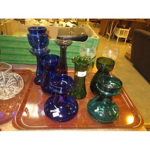 57 - Two Hyacinth Glass Vases and 7 Others