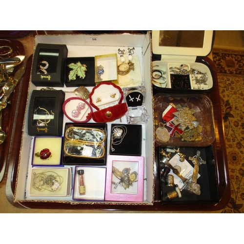 58 - Selection of Silver and Other Jewellery, Iona Cross, Military Items etc