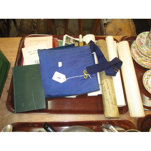 60 - Masonic Apron, Booklets, Scrolls etc