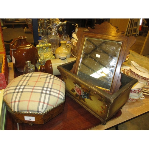 76 - Victorian Footstool, Trough and Mirror