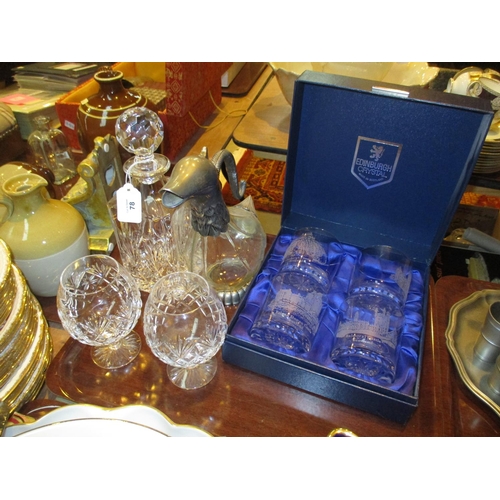 78 - Wine Jug, Crystal Decanter, 2 Brandy Goblets and 4 Tumblers