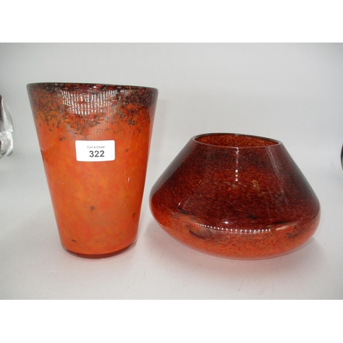 322 - Monart and Strathearn Glass Vases, 20 and 13cm