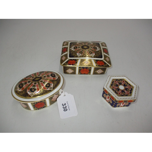 330 - Two Royal Crown Derby 1128 Trinket Boxes and Another