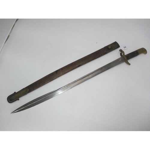 345 - Bayonet with Brass Mounted Handle and Leather Scabbard