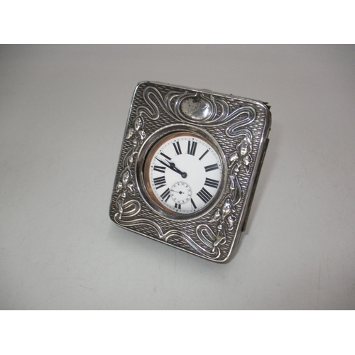 377 - Art Nouveau Silver Front Easel Back Watch Holder, Birmingham 1903, along with a Jumbo Watch