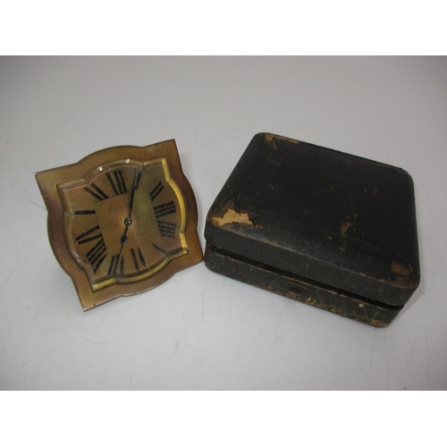 379 - Early 20th Century Marcks & Co Ltd Easel Back Clock with a Leather Travelling Case