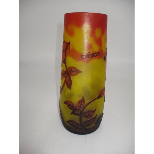 383 - Galle Style Overlaid Glass Vase, 23cm