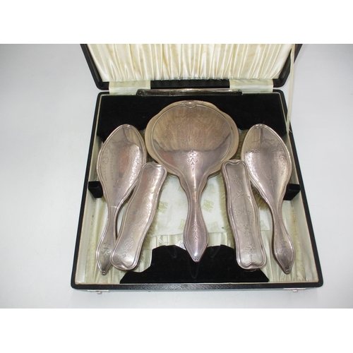 387 - Silver Back 5 Piece Dressing Table Set, Birmingham 1912