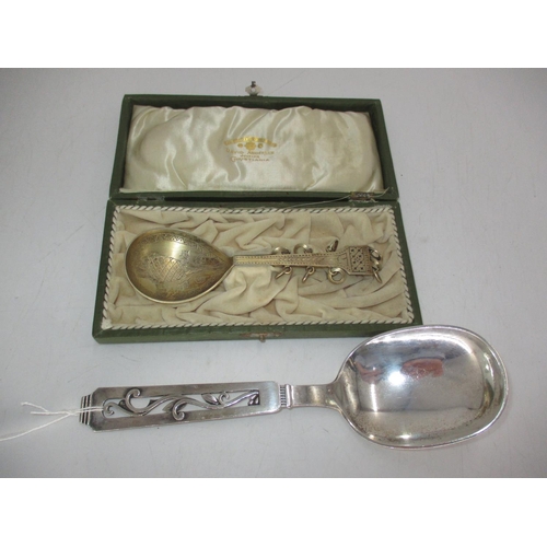 404 - David Andersen 830 Silver Gilt Spoon with Original Case, along with a Danish Silver Spoon by Johanne... 