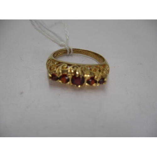 408 - 9ct Gold and 5 Garnet Ring, 4.25g, Size N