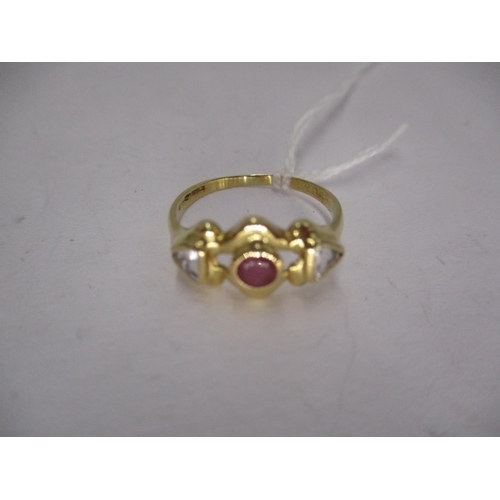 412 - 9ct Gold Ruby and Diamond Ring, 1.71g, Size K