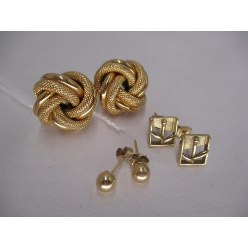 425 - Three Pairs of 9ct Gold Ear Studs, 6.88g