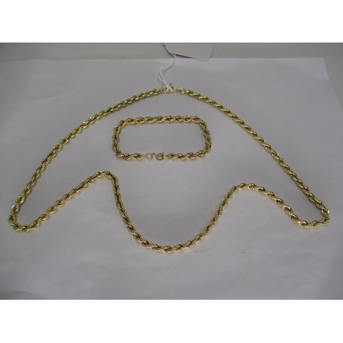 440 - 9ct Gold Rope Twist Necklace and Bracelet, 15g