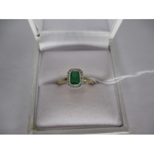 448 - 9ct Gold Emerald and Diamond Art Deco Style Ring