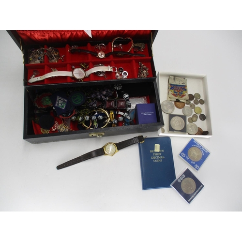 475 - Gents Oris Watch, Other Watches, Costume Jewellery and Various Coins