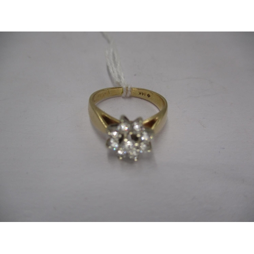 482 - 14ct Gold 9 Stone Diamond Cluster Ring, 3.61g, Size J