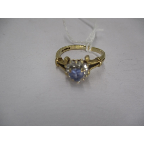 485 - 9ct Gold Diamond and Gem Cluster Ring, 2.12g, Size I